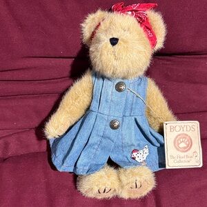 Boyd’s Bear Henrietta Macdonald Plush Teddy Bear in Blue Denim Dress 🐓
